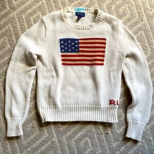 Ralph Lauren girls American Flag cotton crew neck sweater
